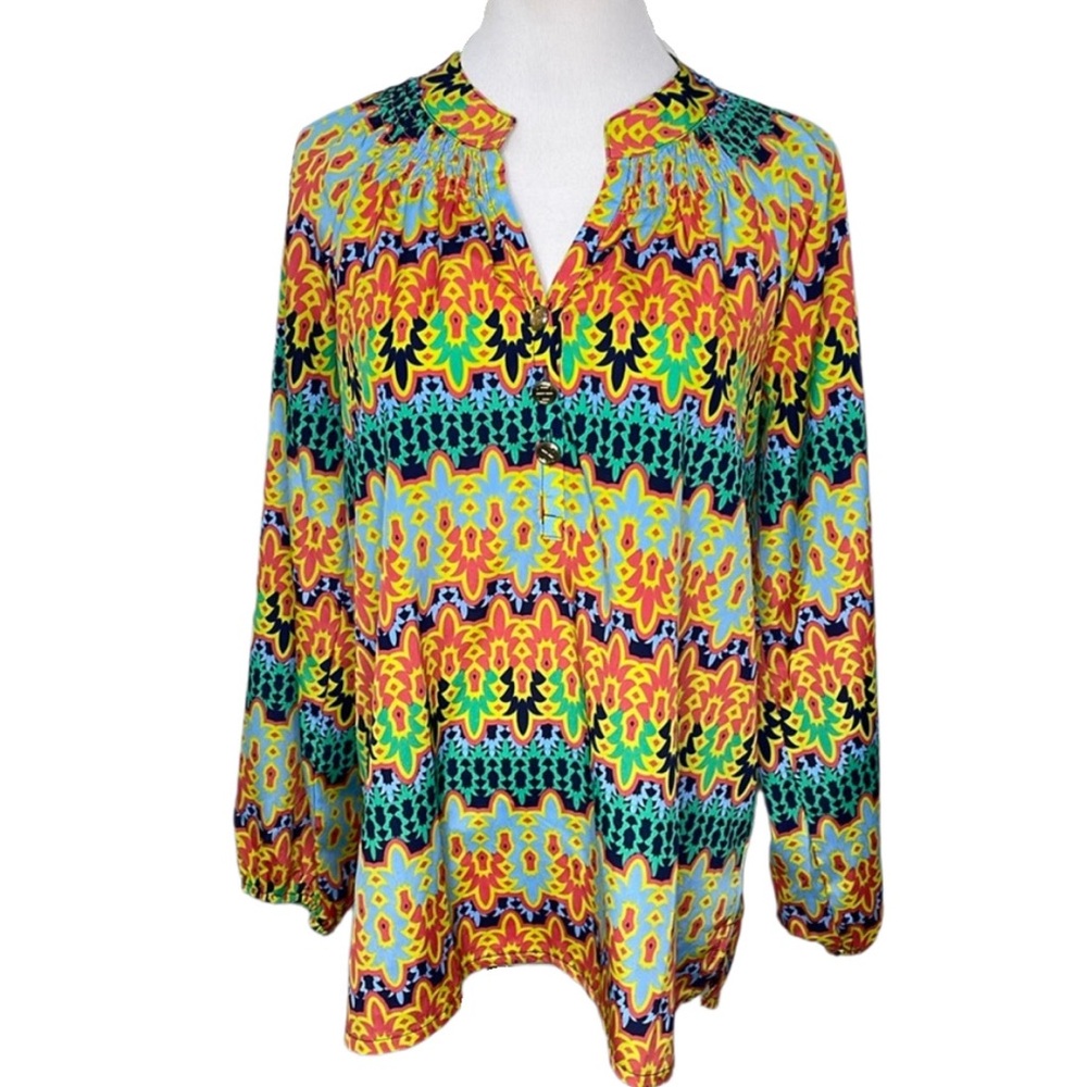 Tracy Negoshian Multicolored Long Sleeve Tunic Top